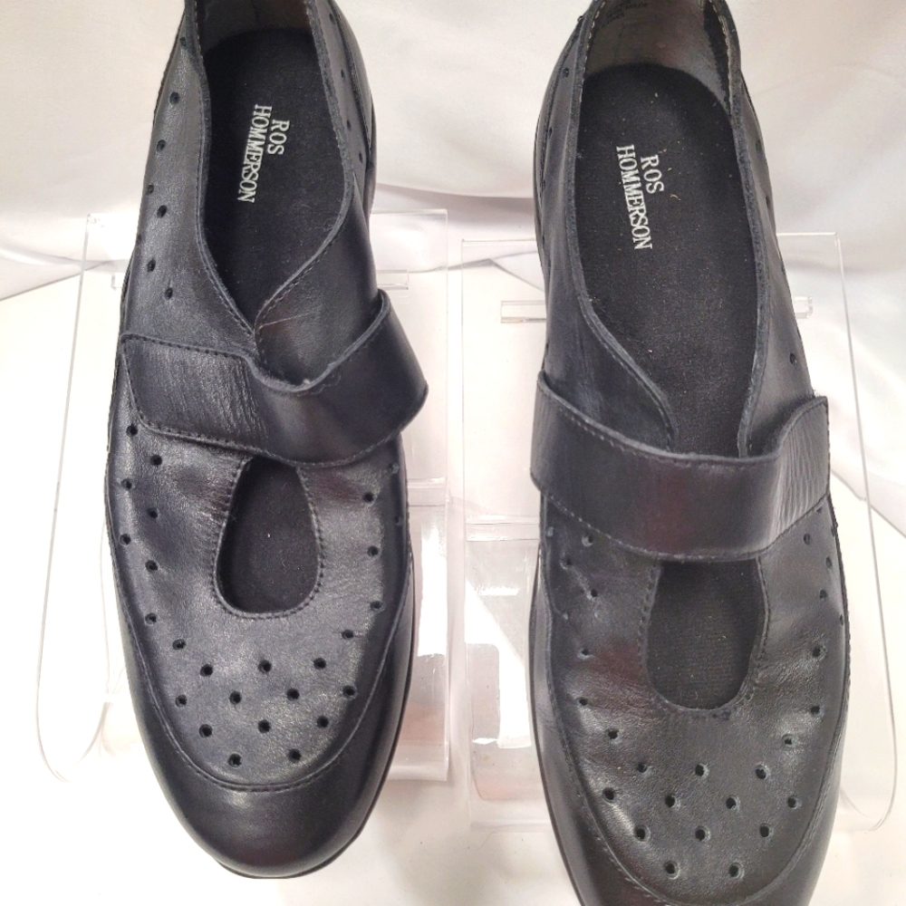Ros Hommerson Nevaeh Black Leather Mary Jane Shoes